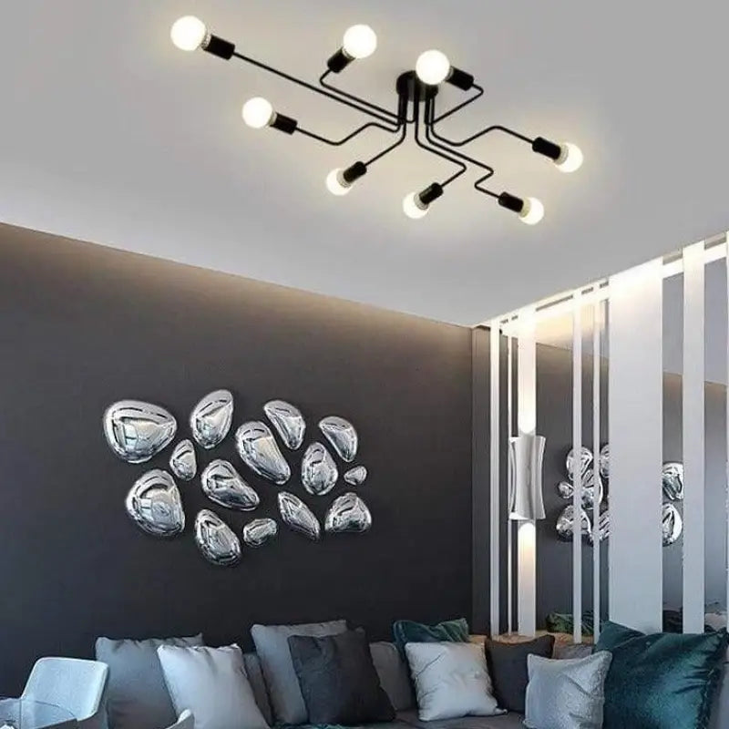 Plafondlamp LED Design Zwart Aluminium 8-Lichts Warm Wit Woonkamer Eetkamer Modern | Restfield
