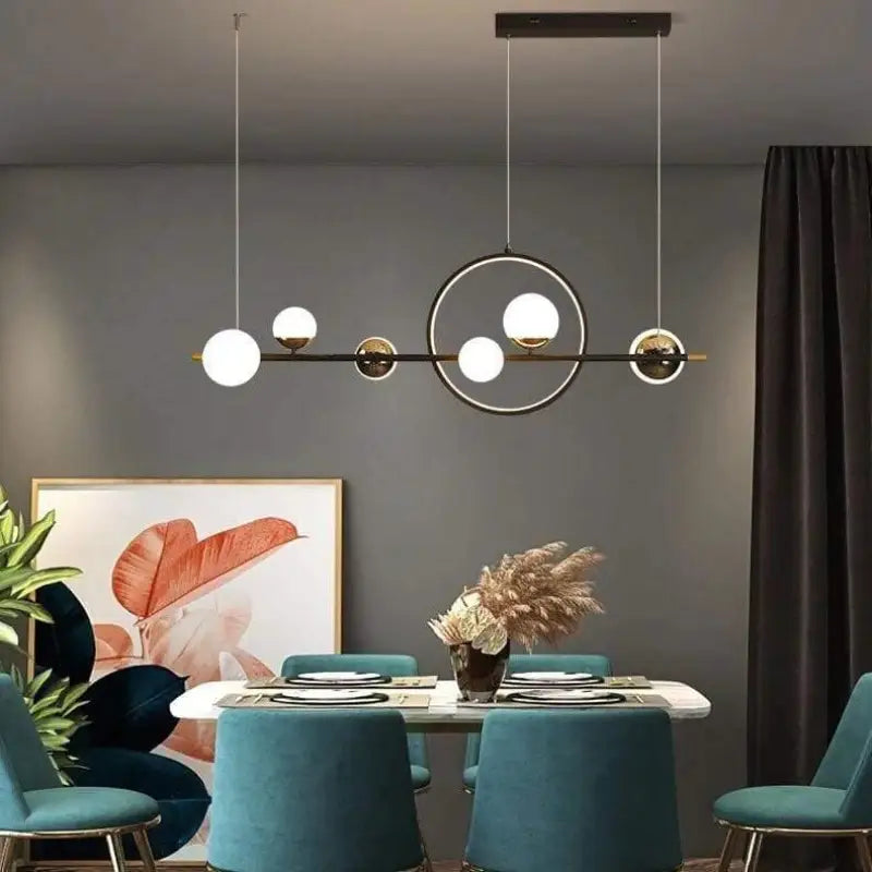 Pendelleuchte Kugel Schwarz LED Dimmbar G9 6-flammig Skandinavisch Wohnzimmer Esszimmer Modern | Restfield